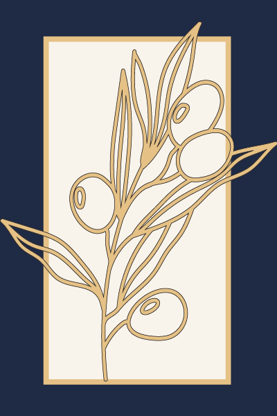 olive branch logo outlined in gold